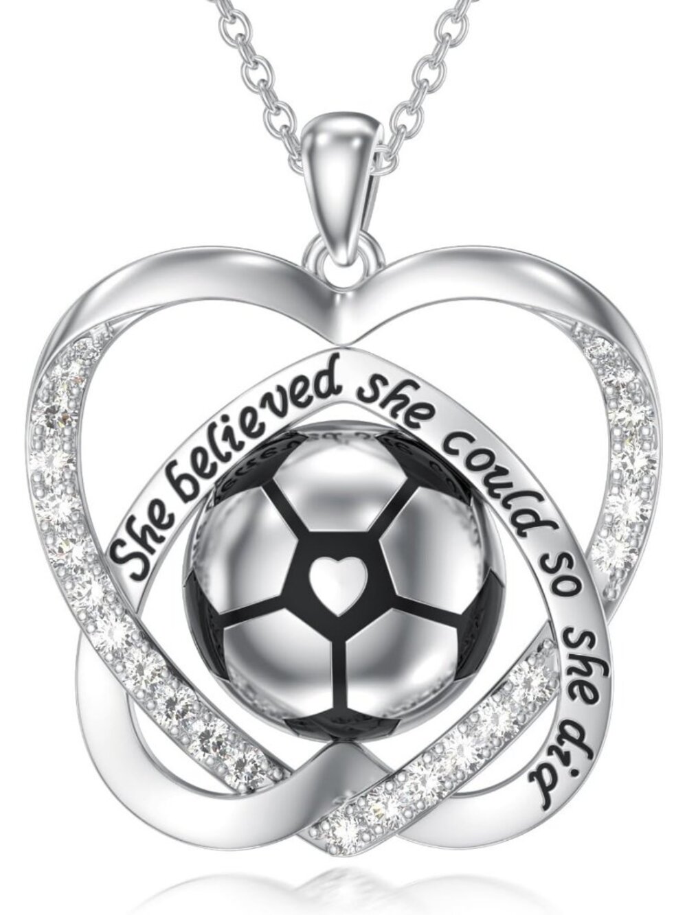 Sterling Silver Heart Sports Necklace - Perfect Gift for Women, Coaches